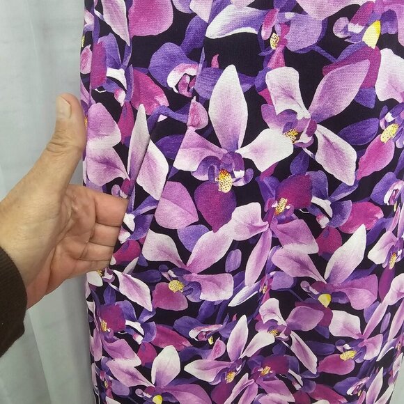 Lands' End Dress Ponte Purple Floral Sleeveless Casual Office Summer 8P - Picture 5 of 13